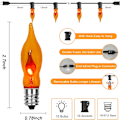 Miniatyrbilde 2 av 7: C18 Flimrende flammelys-strenglys, 10 fot strenglys med 10 flimrende flammepærer for utendørs hagegård Hjem Halloween-fest, klar klar