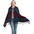 Miniatyrbillede 5 af 5: Ternet poncho sweater med åben front, kappefrakke og tæppe sjal til kvinder