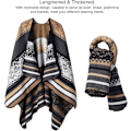 Miniatyrbild 4 av 5: Dam vinter varm sjal wraps cape höst stickad ull rutig ponchos filt tröja