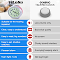 Miniatyrbild 6 av 8: Analog Talking Alarm Clock - Talar tydligt tid och datum - Lätt att använda med stora siffror på en luminescerande bakgrund för demens,