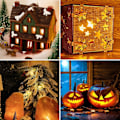 Miniatyrbillede 2 af 8: Tilbehørssnor med 4 LED-pærer, 9,8 fod julelandsby-lyssnor med hunstik, C7-lyssnor med afbryder til jul Halloween
