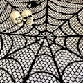 Miniatyrbild 7 av 8: Svart spindelväv bordsduk i webbstil för Halloween matsal och eldstäder mantel dekoration B svart B svart