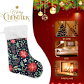 Miniatyrbild 7 av 7: Julklapp, Personliga Julklappsstrumpor 2-pack Julstjärnor Blommor Granris Jul Svart 45,7 cm Julstrumpor Hängande