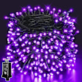 Miniatyrbillede 1 af 7: 66FT 200 LED Halloween-lys, lilla Halloween-lys til udendørs brug med 8 lystilstande, vandtætte Halloween-lyskæder til jul udendørs