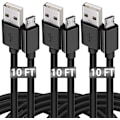Miniatyrbillede 1 af 5: Micro USB-kabel 10ft 3-pak Ekstra lang Android-opladerkabel Høj