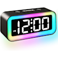 Miniatyrbild 1 av 8: Färgglad nattlampa LED digital väckarklocka med superhög dubbelalarm, vardagsläge, snooze, dimmer, USB-laddningsport för vardagsrum, sovrum,