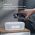 Miniatyrbillede 3 af 9: Bluetooth-højttaler med trådløs opladning, dobbelt vækkeur, 3 niveauer lysstyrke, sengelampe, digitalt ur 12/24 timer, 6 i 1 trådløs opladningsstation