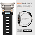 Miniatyrbillede 6 af 9: Kompatibel med Galaxy Watch Ultra Bands 47mm tilbehør til mænd og kvinder, silikone gummibånd til rustfrit stål metalforbindelse uden mellemrum