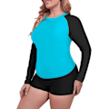 Miniatyrbild 2 av 5: Kvinnors Plus Size 2-delad långärmad Rash Guard Baddräkt Simtröjor Topp UPF 50+