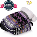 Miniatyrbillede 3 af 5: Kvinders Vinter Super Blød Varm Hyggelig Fuzzy Snowflake Hjorte Fleece-foret Med