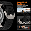 Miniatyrbilde 4 av 9: Kompatibel med Galaxy Watch Ultra-reimer 47 mm, tilbehør for menn og kvinner, silikonreimer i gummi for rustfritt stålmetallkontakt uten mellomrom