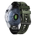 Miniatyrbillede 2 af 5: For Garmin Fenix 7x Silikone + Læder Quick Release Rem Army Green