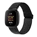 Miniatyrbillede 1 af 5: For Fitbit Versa 4 / Sense 2 Universal Wave Nylon Watch Band MYY Black