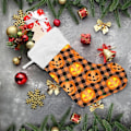 Miniatyrbillede 6 af 7: Jule-Strømpe, Personlige Jule-Strømper 2-pak Halloween Græskar Orange Buffalo Plaid 45,7 cm Jule-Strømper Hængende Ornament Pejs