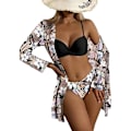 Miniatyrbild 1 av 3: Push-up bikini med sjalblus & byxor med hög midja