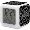 Miniatyrbilde 1 av 7: Spider Web Vekkerklokke for Barn 7 LED Fargeendring Vekkelyd Vekkerklokke Hjemmedekorasjon Vekkerklokke for Gutt Jente Soverom Digital Vekkerklokke med Edderkopp
