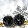 Miniatyrbilde 3 av 5: 8 stk 4\" julekulepynt i sort, knusesikker julepynt til juletreet