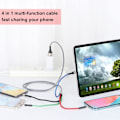 Miniatyrbild 2 av 5: Multiladdningskabel 3A 2-pack 4FT 4 i 1 nylonflätad multipel USB