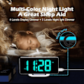 Miniatyrbild 2 av 7: RGB Digital väckarklocka för sovrum med färgskiftande nattlampor, dubbla larm med snooze, dimmer, justerbar larmvolym, dubbla USB och