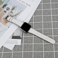 Miniatyrbillede 2 af 3: For Fitbit Versa 4 / Sense 2 Rund Hale Ægte Læder Rem VST White