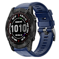 Miniatyrbillede 1 af 5: Til Garmin Fenix 7x Metal Spænde Solid Color Silikonurrem WUS Navy Blue