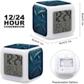 Miniatyrbillede 2 af 8: LED-vækkeur, Ocean Whale Print Multicolor Vækkeur Geometrisk Vækkeur Soveværelse Vækkeur Lydløs Vækkeur Hvid Hvid