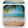 Miniatyrbild 4 av 8: LED-väckarklocka, Ocean Sea Beach Palm Leaves Print Multicolor Väckarklocka Geometrisk Väckarklocka Sovrumsväckarklocka Tyst Väckarklocka Vit