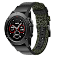 Miniatyrbild 1 av 5: Canvas och läder klockarmband för Garmin Fenix5x Plus Fenix3, handledsrem storlek: 150+110mm XEP Army Green