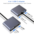 Miniatyrbild 2 av 5: USB C till Vga HDMI-adapter, 4 i 1 typ C Hub till Vga HDMI 4k Uhd med 87w Pd-laddningsport + USB 3.0-port kompatibel med Macbook Pro och Moregray