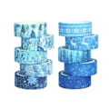Miniatyrbilde 1 av 5: Vinter Washi Tape Set 10 ruller - Blå Hvit Snøfnugg Blomst Tre Dekorativ Tape for Håndverk