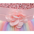 Miniatyrbillede 4 af 5: Pigernes Festkjole Prinsesse Sequin Regnbue Tulle Blomsterpiger