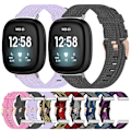 Miniatyrbild 3 av 5: För Fitbit Versa 3 Nylon Weave Canvas Watch Band ZRJ Red