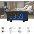 Miniatyrbild 2 av 8: Projektion för sovrum med radio, 8” böjd skärm LED digital klocka stor display, USB-laddningsport, automatisk dimmer, snooze, dubbel väckarklocka
