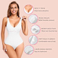 Miniatyrbillede 4 af 5: Kvinde Taljetræner Shapewear Slim Body Shaper Sexet Dyb V-hals Thong Bodysuit