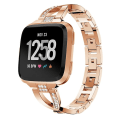Miniatyrbillede 3 af 5: X-formet diamantbesat massivt rustfrit ståls urrem til Fitbit Versa Lite SOM Rose Gold