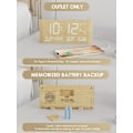 Miniatyrbild 7 av 7: Väckarklocka för sovrum, sängbord, digital väckarklocka i trä med reservbatteri, USB-port, 200 % ljusstyrkedimmer, snooze, dubbelalarm med gult