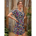 Miniatyrbillede 3 af 4: Plus Size Blomstermønstret Sommerkjole med korte ærmer til kvinder