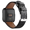 Miniatyrbillede 2 af 5: For Fitbit Versa 2 / Fitbit Versa Lite læderurrem med rund hale spænde LPS Black