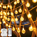 Miniatyrbillede 1 af 8: 33 FT 80 LED Mini Globe Indendørs Lyskæde Batteridrevet 8 Tilstande med Fjernbetjening Dekorativt Soveværelse Værelse Sovesal Have, Vandtæt Udendørs Terrasse