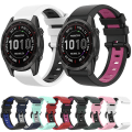 Miniatyrbilde 2 av 4: For Garmin Fenix 7s Solar 22mm Silikon Sports To-farget Klokkebånd UVR Pink-Black