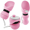 Miniatyrbillede 1 af 5: Sammenklappelig Silikone Drikkeflaske til Kæledyr - 560 ml Rejsekop til Hunde & Katte | Letvægt, Lækagesikker & Nem at Rengøre (Lys Pink)