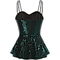 Miniatyrbilde 2 av 4: Kvinners Spaghetti Stropp Ruffle Camisole Ermeløs Peplum Topper