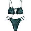Miniatyrbillede 2 af 5: Kvinde Binde Udskæring Nøglehul Cami String Bikini Sæt Todelt Badetøj