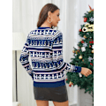 Miniatyrbillede 4 af 5: Dame Juletrøjer Sweater Grim Renskdyr Snefnug Xmas Jumper