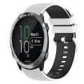 Miniatyrbillede 1 af 5: Til Garmin Forerunner 645 Music 20mm Ternet To-farvet Silikone Urrem IBW White-Black