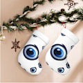 Miniatyrbild 1 av 9: Onda Ögon Tryck Julstrumpa Julpynt Eldstadshängande Julstrumpor för Familj Semester Julparty Dekorationer 45 cm