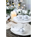 Miniatyrbild 3 av 5: Fryst vinter, silver och vit, splittersäkra julgranskulor - set om 9