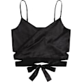 Miniatyrbilde 1 av 4: Kvinners Spaghetti Stropp Knute Bak Crop Top Wrap Cami Top
