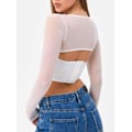 Miniatyrbilde 2 av 5: Kvinners Sweetheart Neck Sheer Mesh Langærmet Bustier