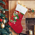 Miniatyrbillede 1 af 7: Jule-Strømpe, Personlige Jule-Strømper 2-pak Merry Christmas Poinsettia Snefnug Rød 45,7 cm Jule-Strømper Hængende Ornament